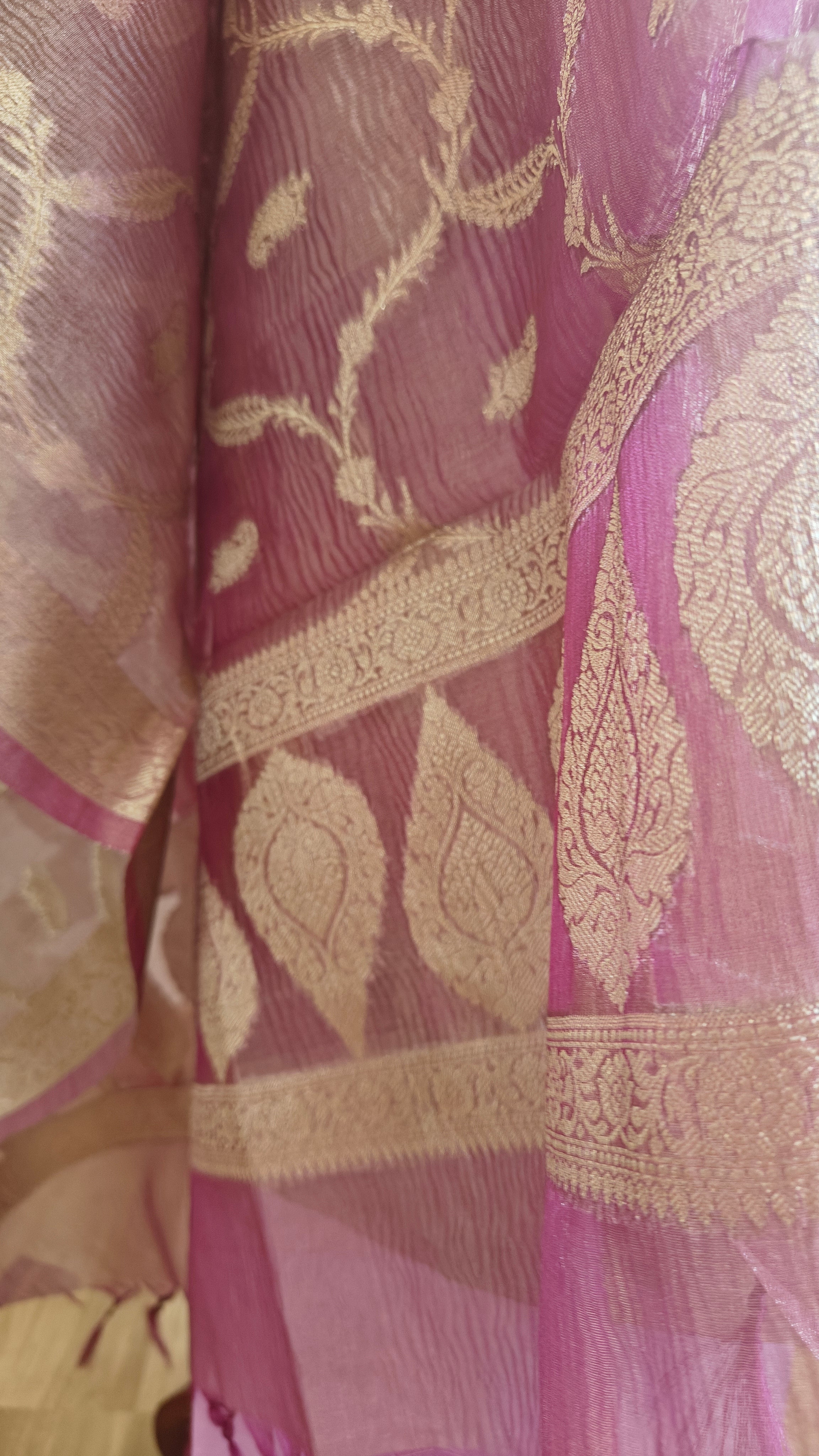 Elegant Pink Tissue Silk Suit with Crushed Tissue Dupatta