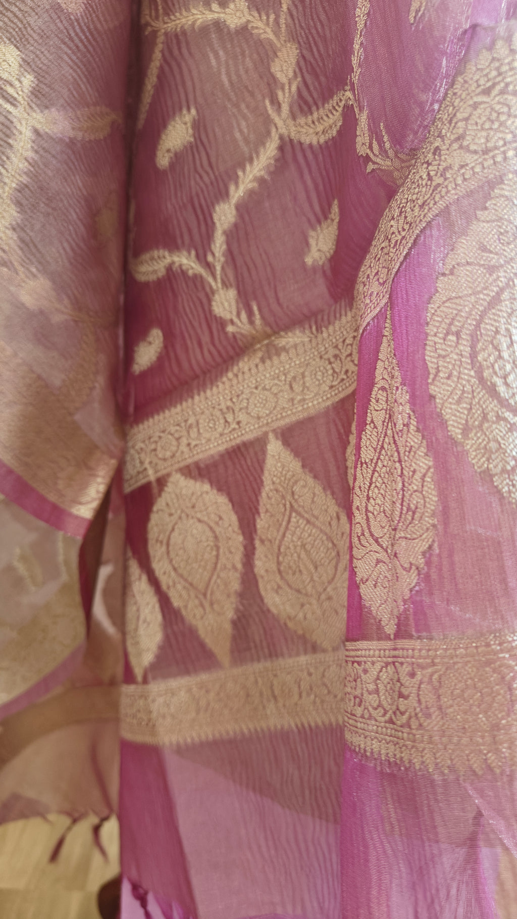 Elegant Pink Tissue Silk Suit with Crushed Tissue Dupatta