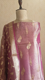 Elegant Pink Tissue Silk Suit with Crushed Tissue Dupatta