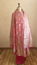 Elegant Pink Tissue Silk Suit with Crushed Tissue Dupatta