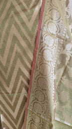 Mehndi Green Premium Cotton 3-Piece Suit with Banarasi Dupatta