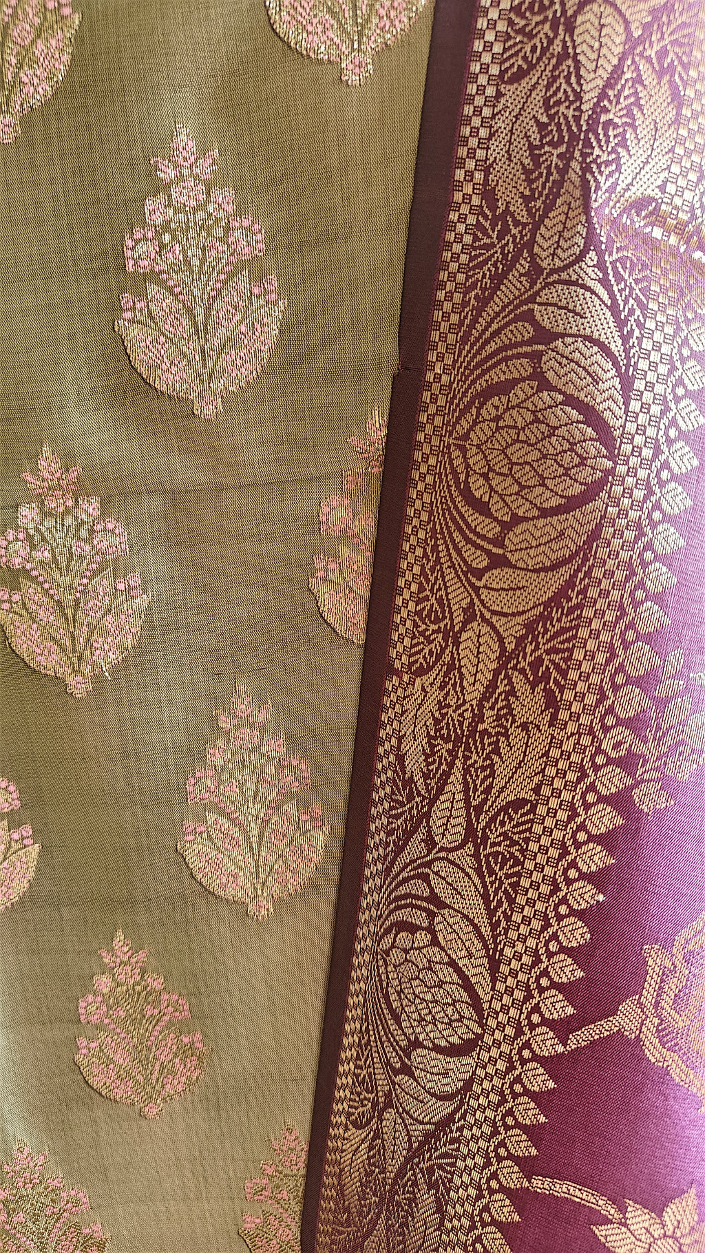 Purple & Sea Green Silk 3-Piece Suit with Banarasi Dupatta