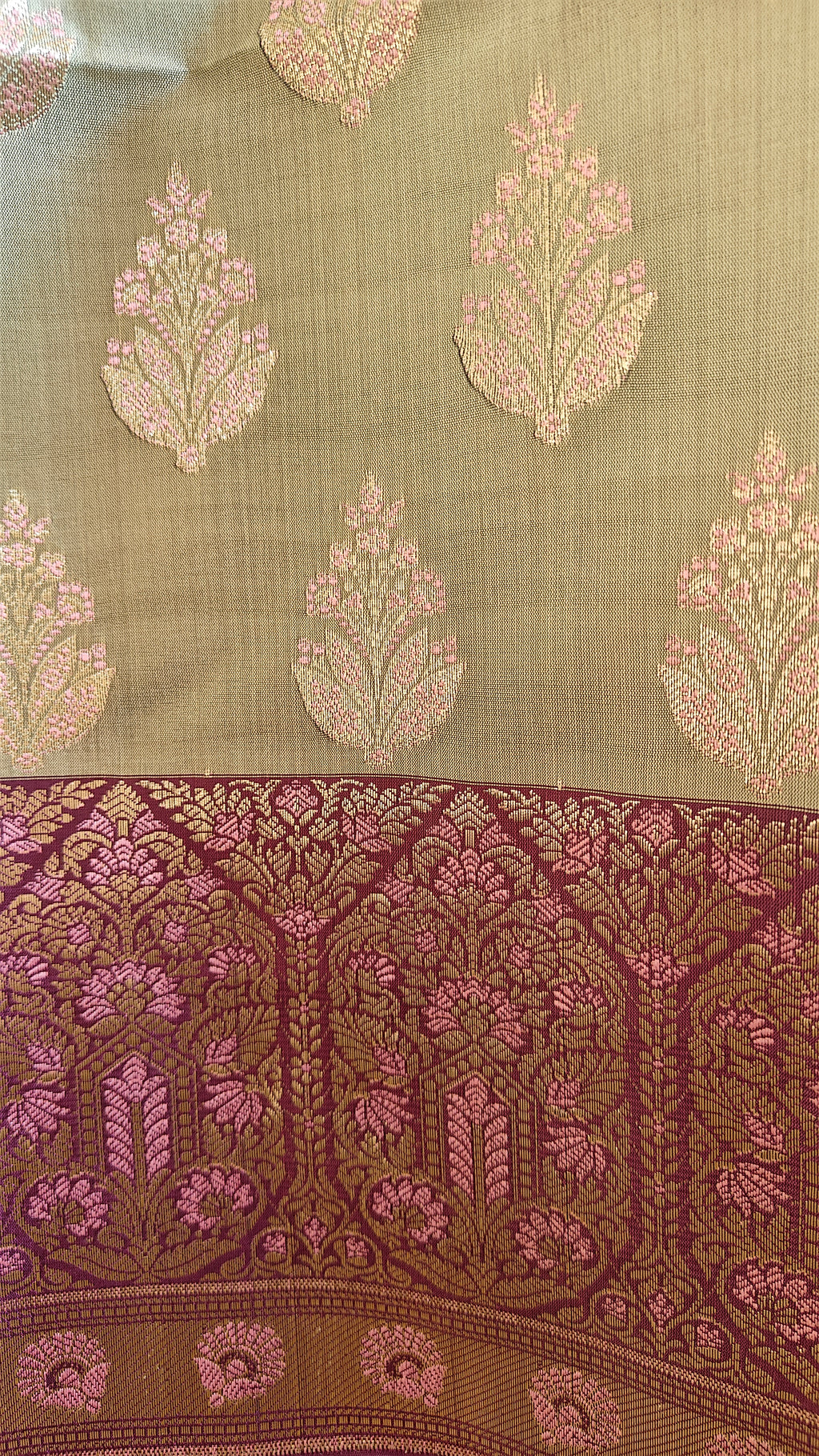 Purple & Sea Green Silk 3-Piece Suit with Banarasi Dupatta