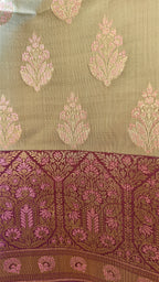 Purple & Sea Green Silk 3-Piece Suit with Banarasi Dupatta