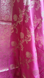 Golden & Pink Contrast Silk 3-Piece Suit with Banarasi Dupatta