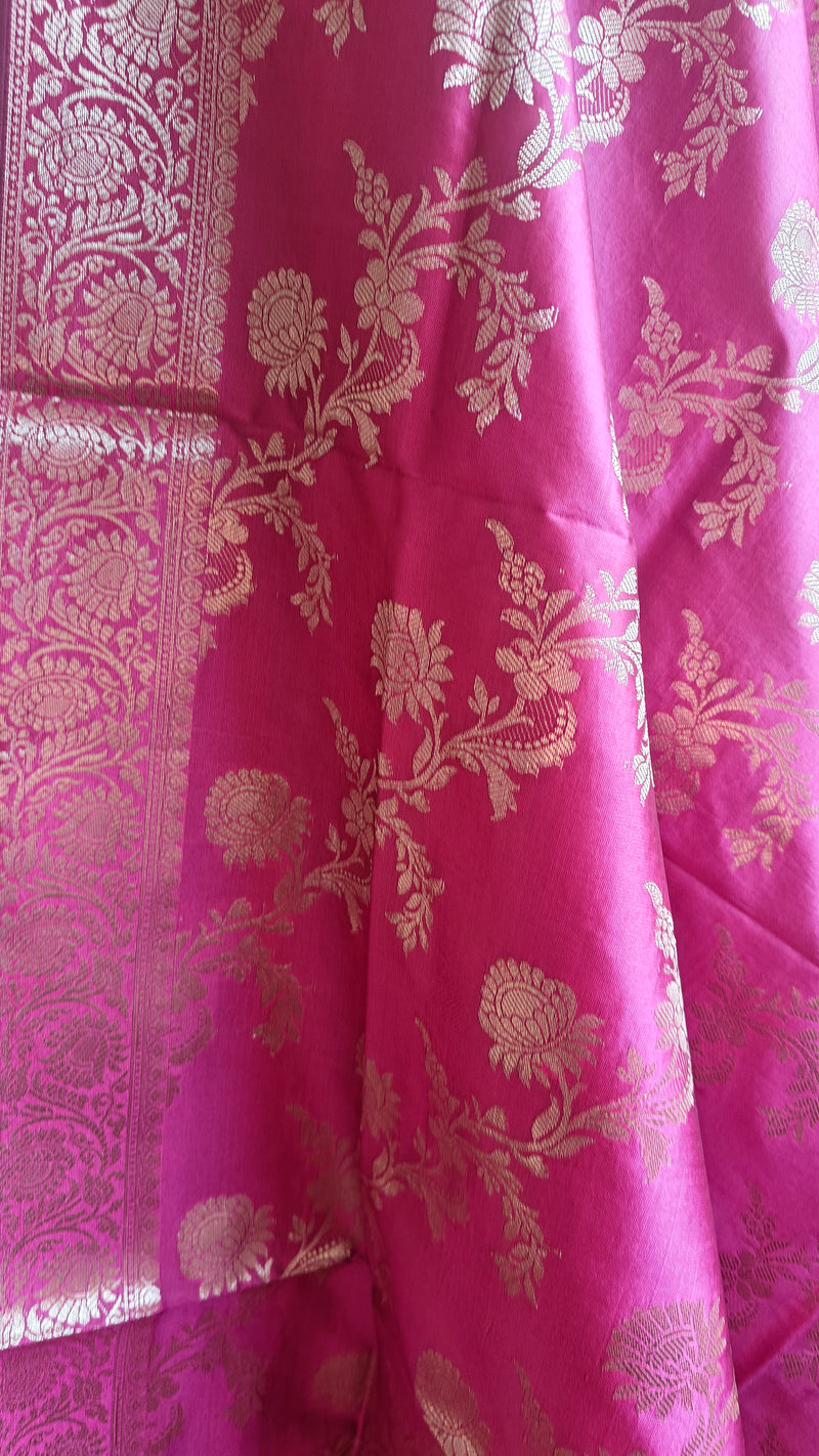 Banarasi Golden Pink Silk Suit