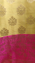 Golden & Pink Contrast Silk 3-Piece Suit with Banarasi Dupatta