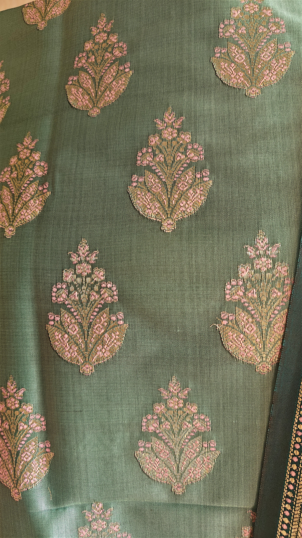 Purple & Sea Green Silk 3-Piece Suit with Banarasi Dupatta
