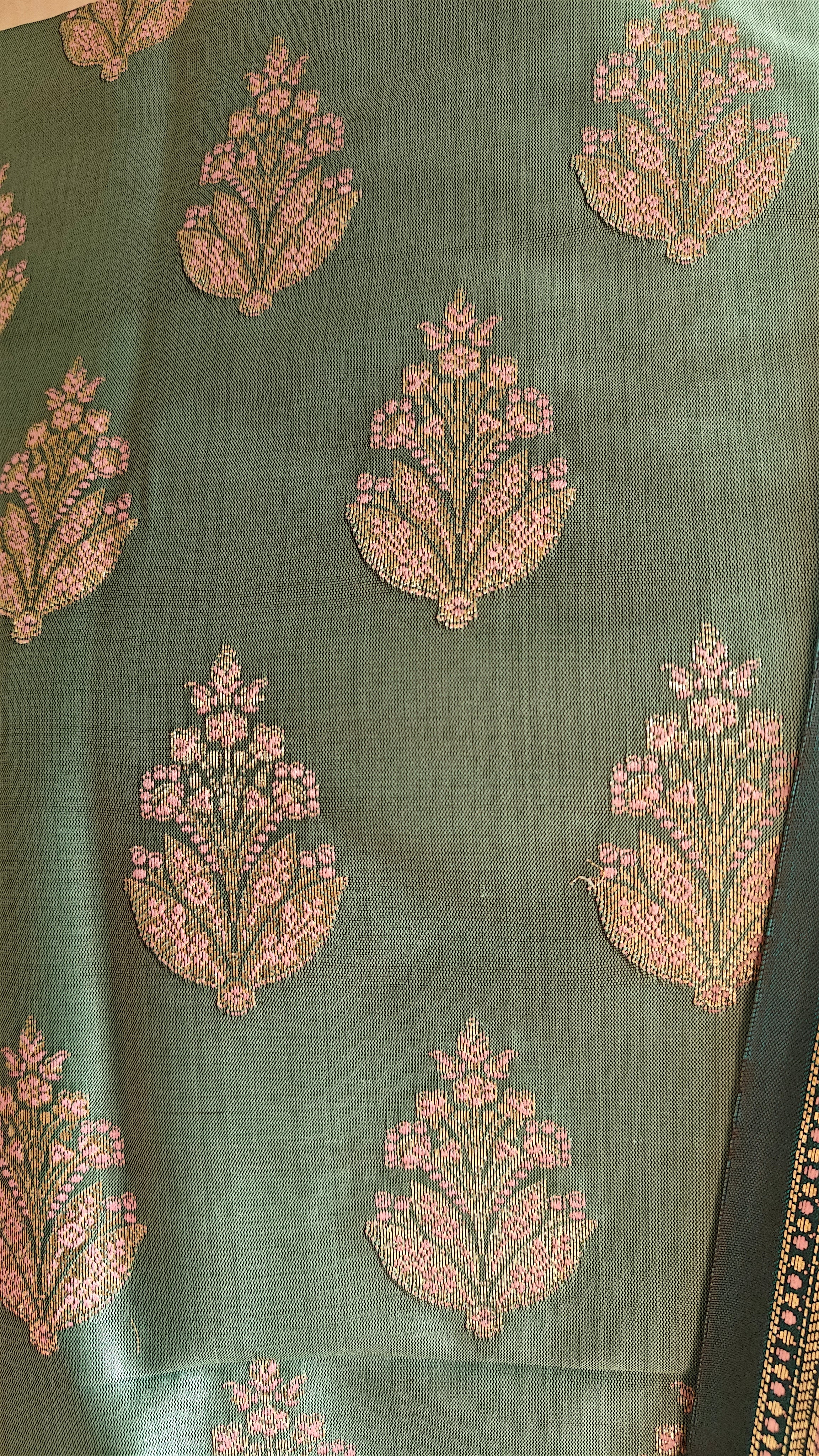 Purple & Sea Green Silk 3-Piece Suit with Banarasi Dupatta