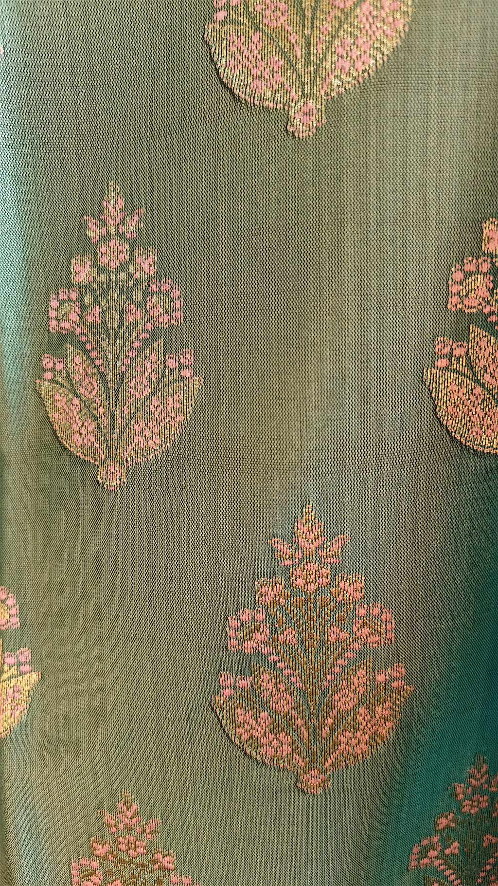 Purple & Sea Green Silk 3-Piece Suit with Banarasi Dupatta