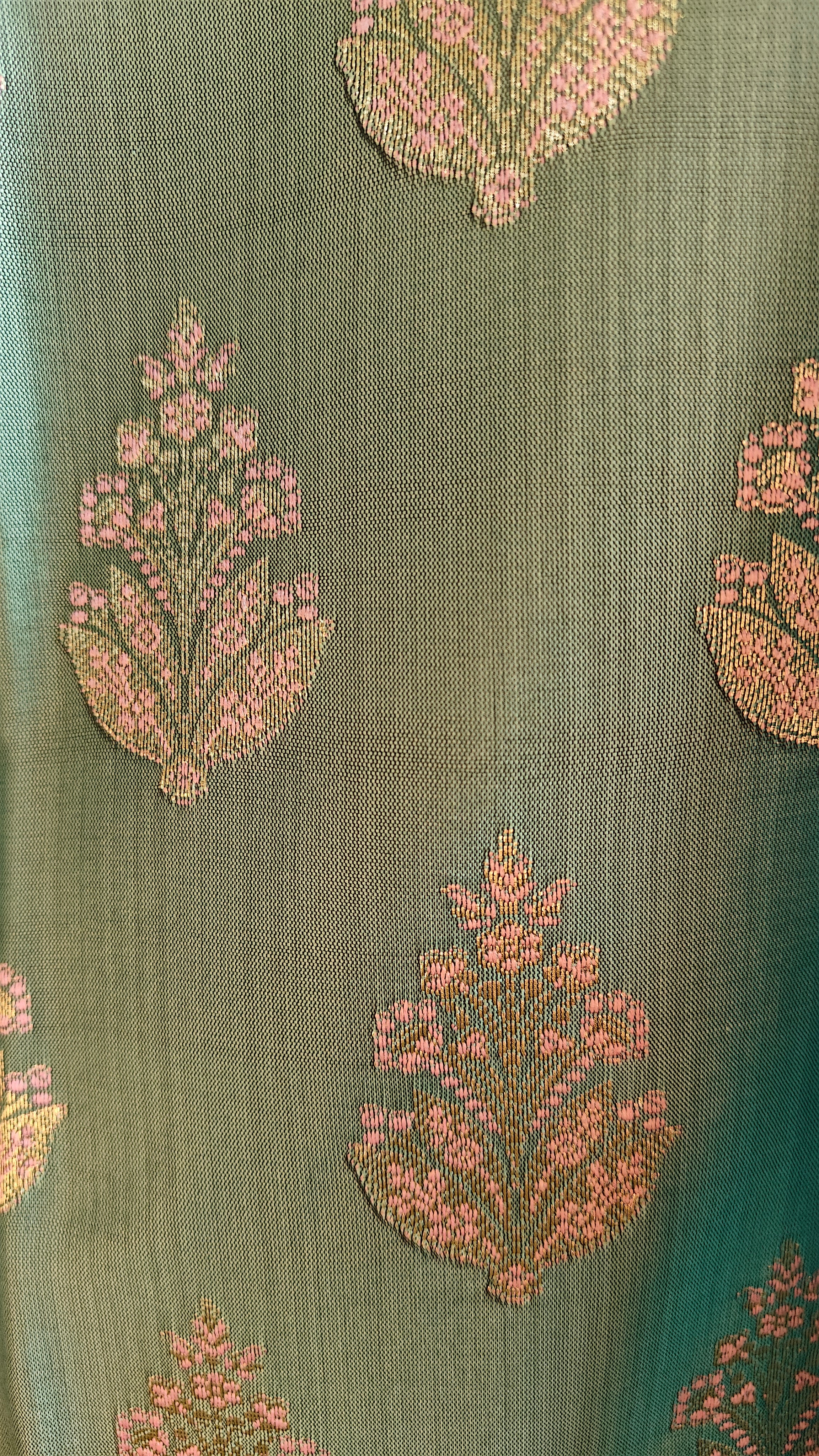 Purple & Sea Green Silk 3-Piece Suit with Banarasi Dupatta