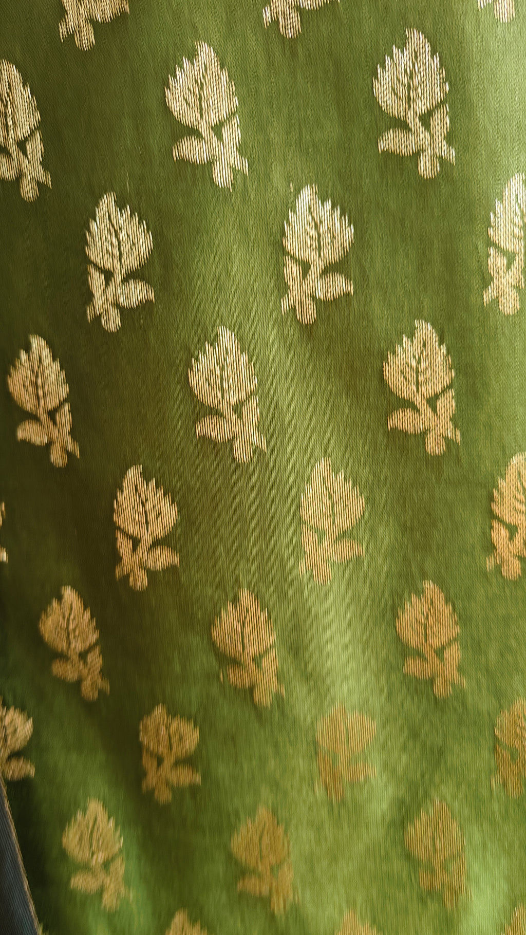 Green & Dark Green Contrast Silk 3-Piece Suit with Banarasi Dupatta