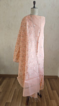 Peach Linen Suit with Floral Embroidery Dupatta