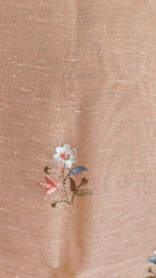 Peach Linen Suit with Floral Embroidery Dupatta