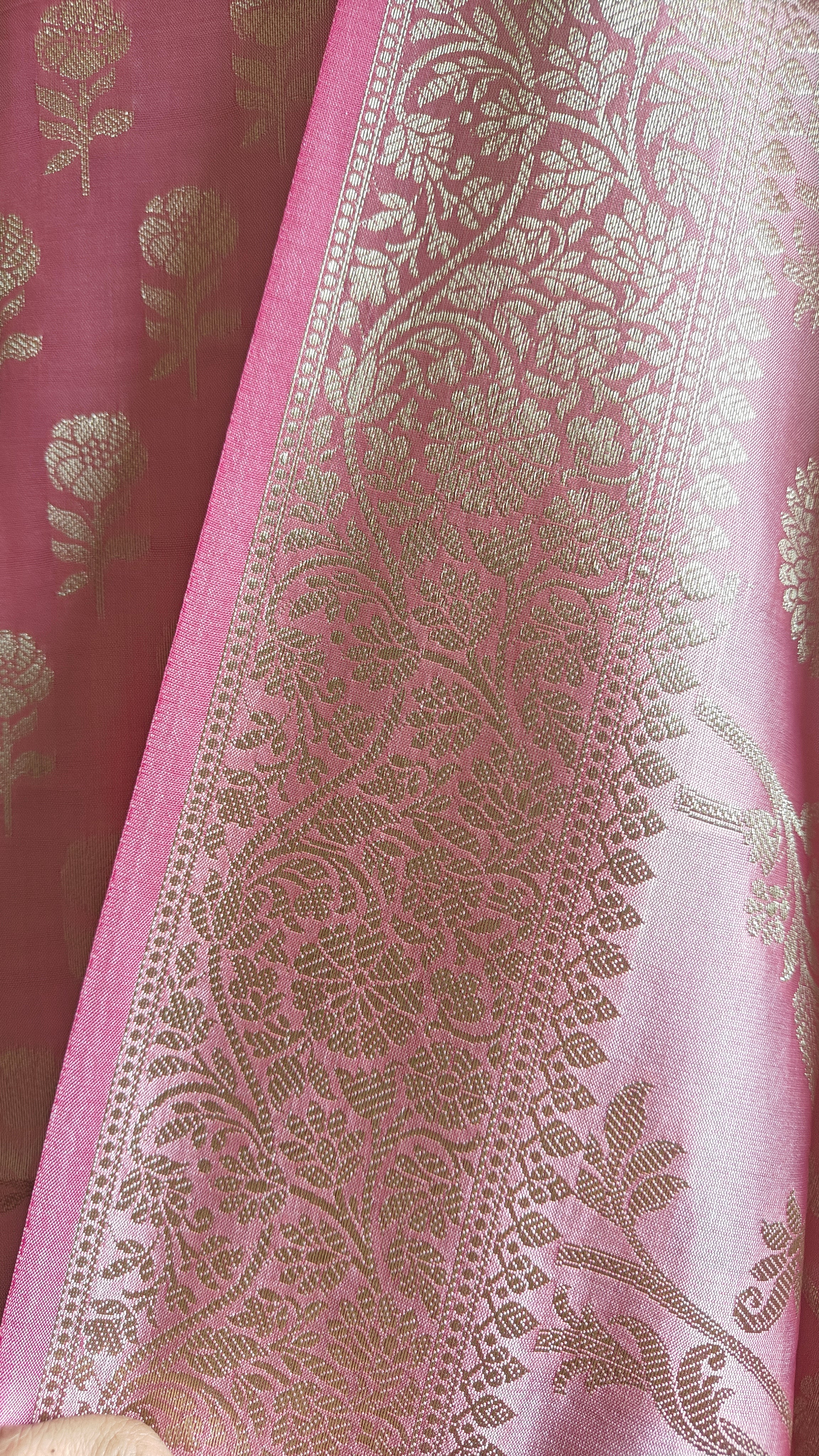 Baby Pink Premium Silk 3-Piece Suit with Banarasi Dupatta