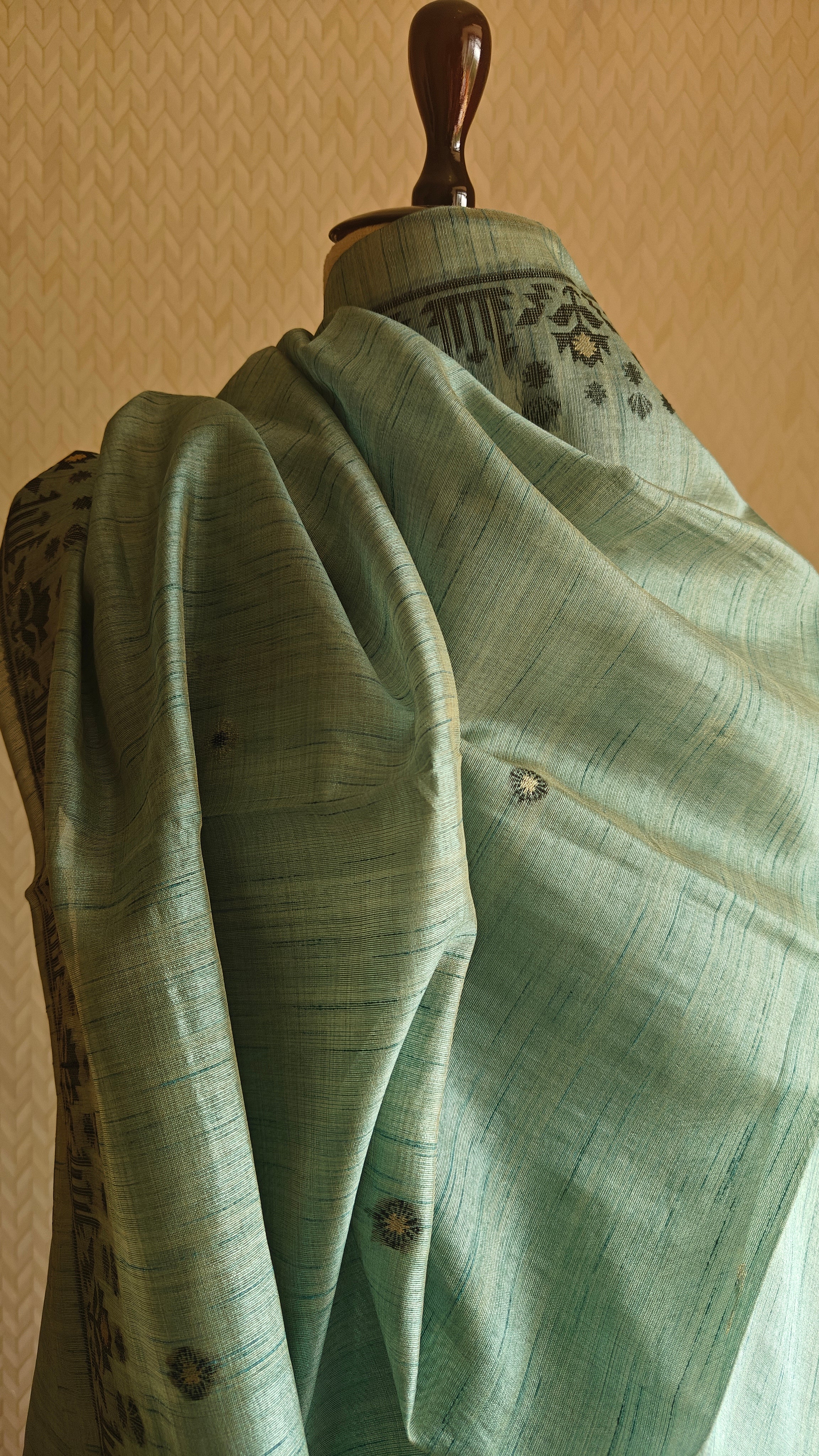 Dark Aqua Tussar Silk 3-Piece Suit – Elegant & Festive