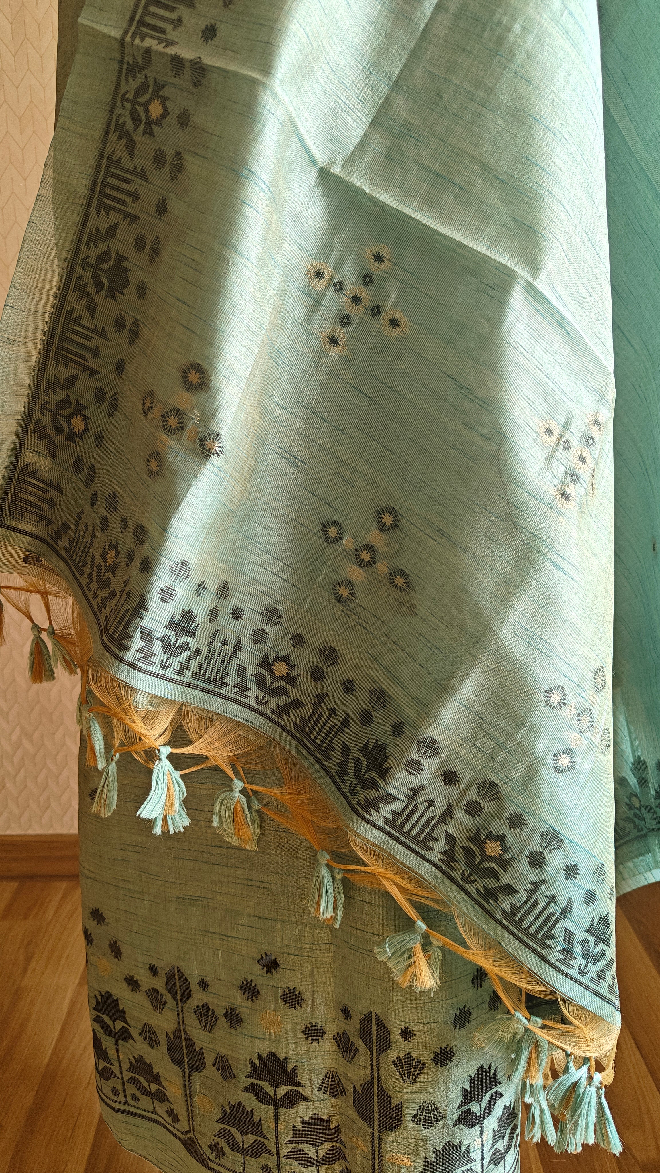 Dark Aqua Tussar Silk 3-Piece Suit – Elegant & Festive
