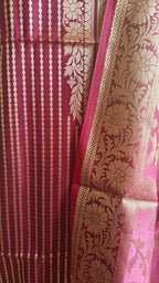 Premium Katan Silk Wine 3-Piece Suit with Golden Zari