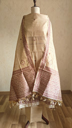 Khaadi Tussar Silk 3-Piece Suit with Red Thread Work