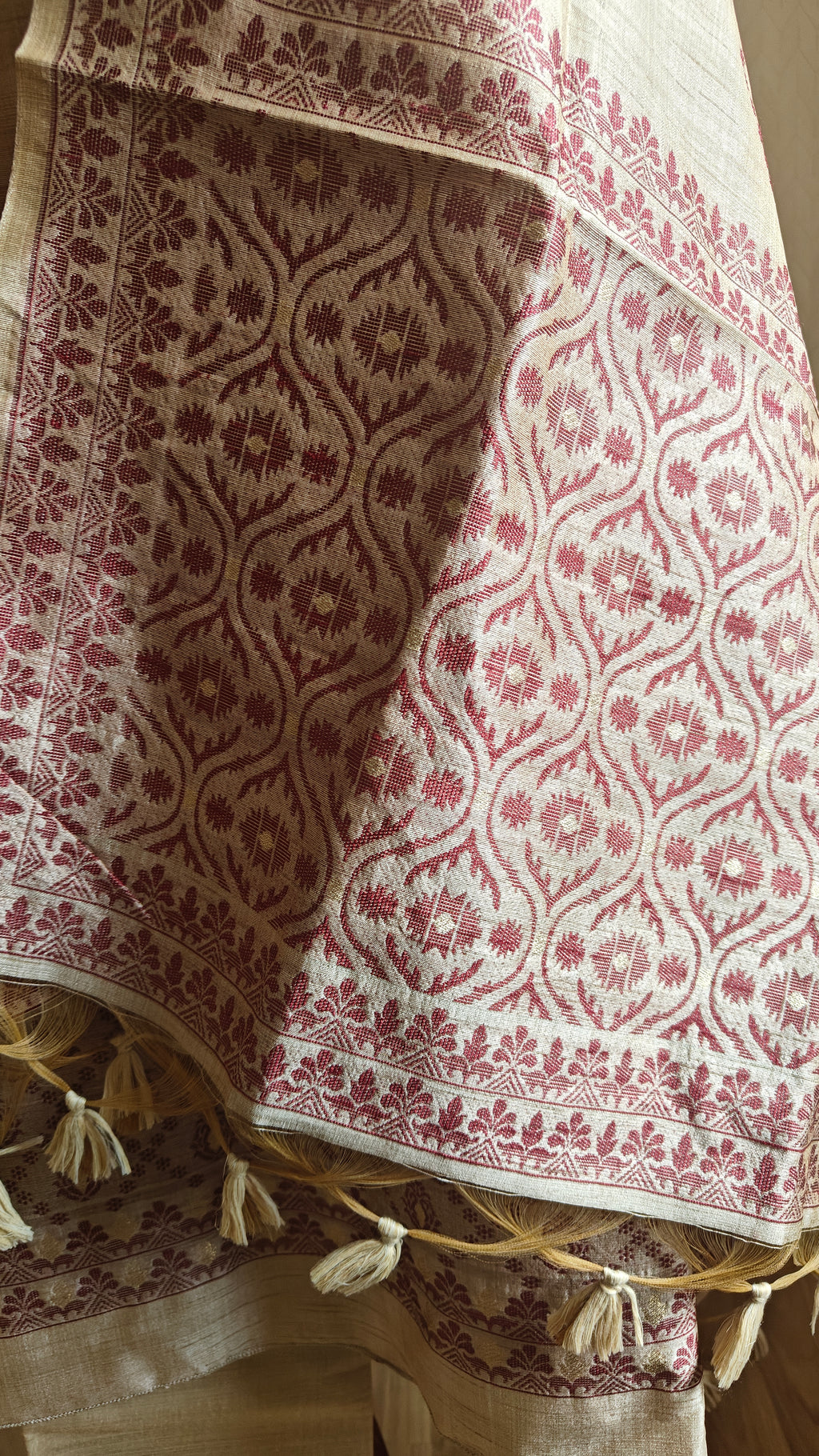 Khaadi Tussar Silk 3-Piece Suit with Red Thread Work