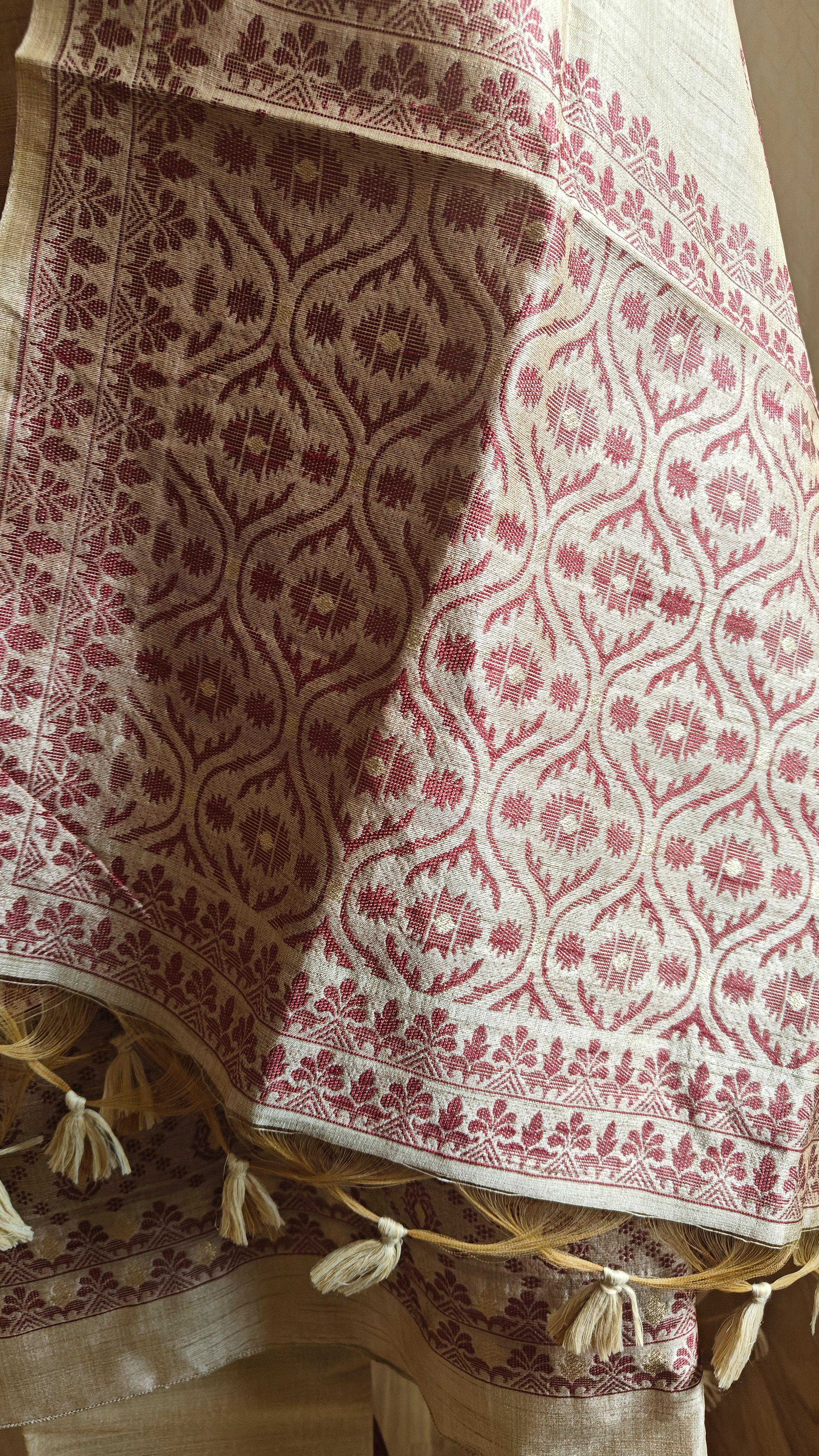 Khaadi Tussar Silk 3-Piece Suit with Red Thread Work