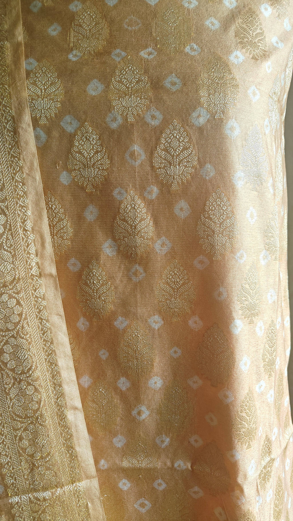 Yellow Premium silk 3-Piece Suit with Bandhej & Zari Booti and Banarasi Dupatta