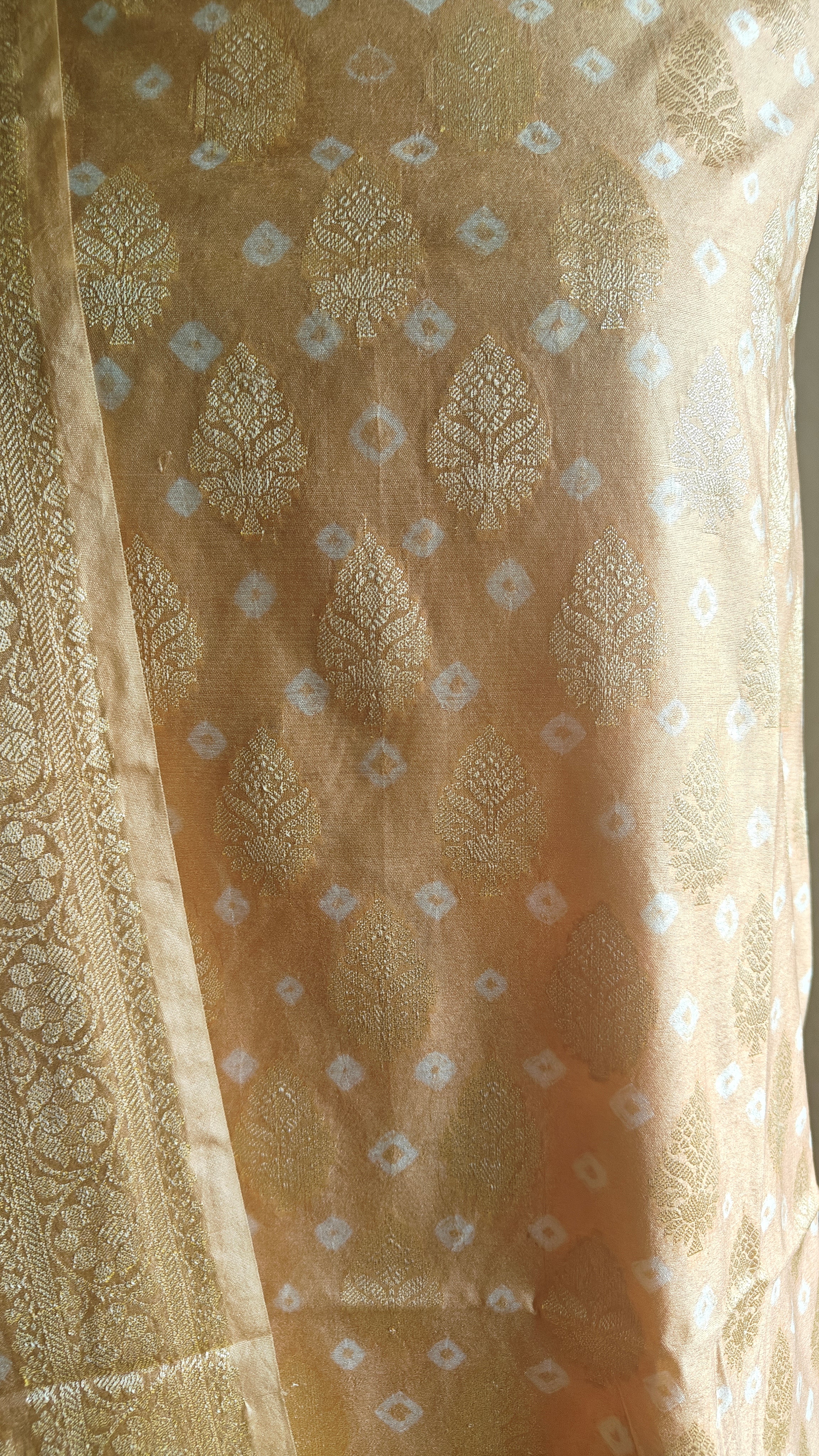 Yellow Premium silk 3-Piece Suit with Bandhej & Zari Booti and Banarasi Dupatta