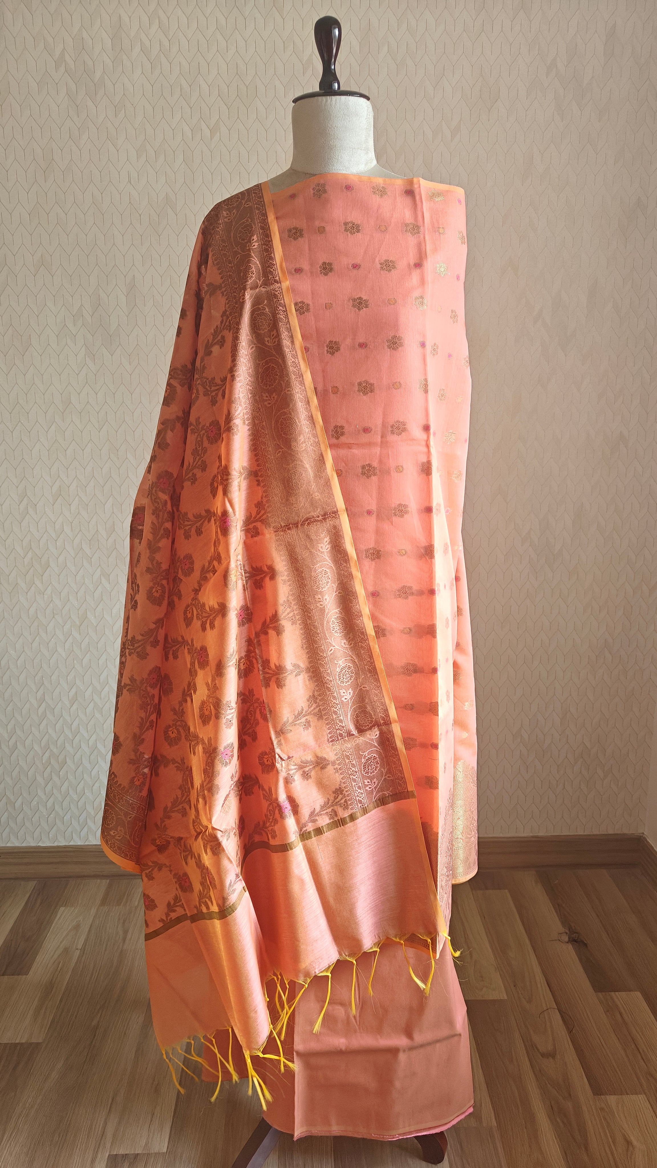 Rust Cotton 3-Piece Suit – Comfortable Summer Wear