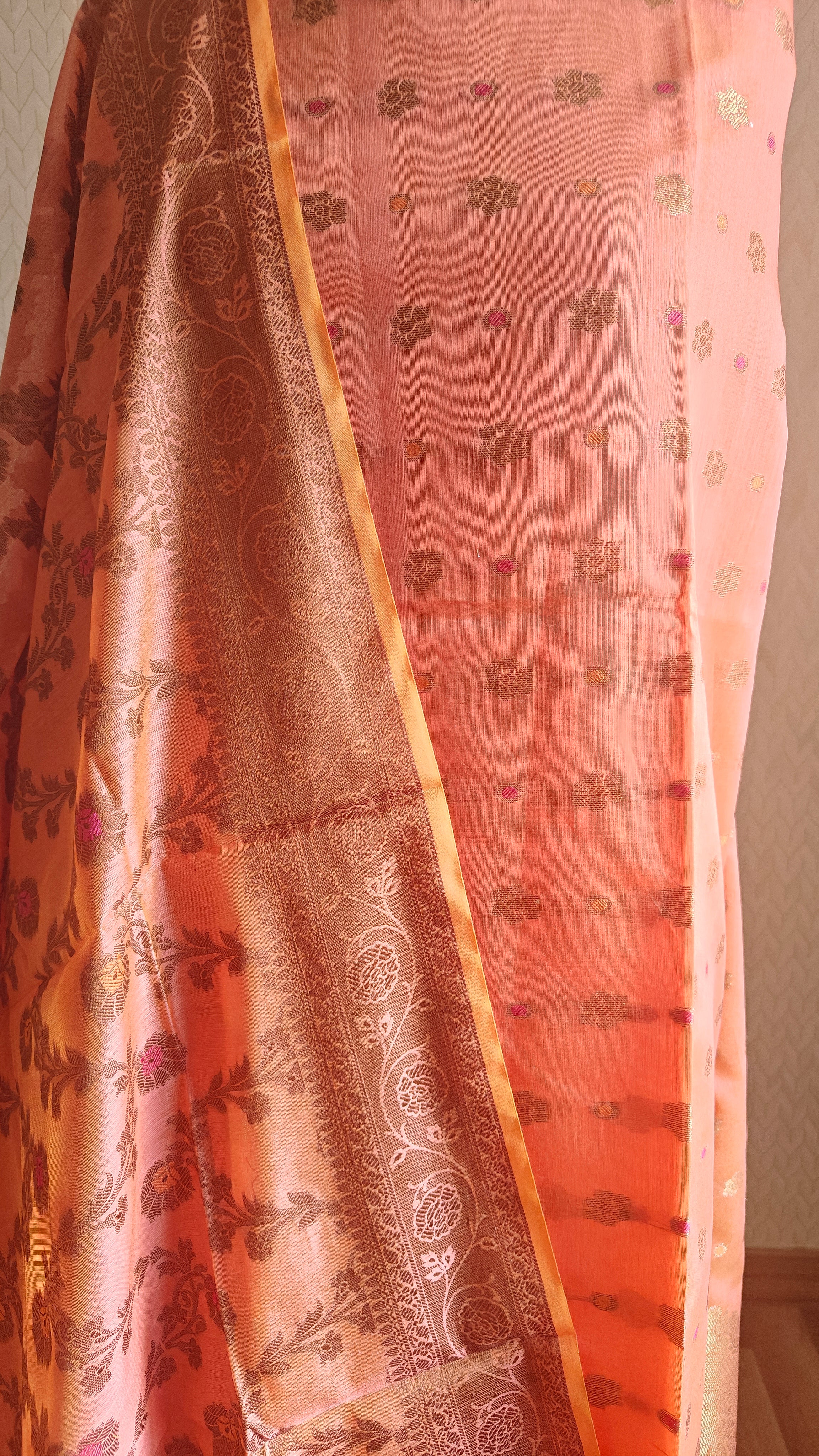 Rust Cotton 3-Piece Suit – Comfortable Summer Wear