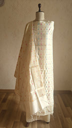 Mulmul cotton White Small booti suit