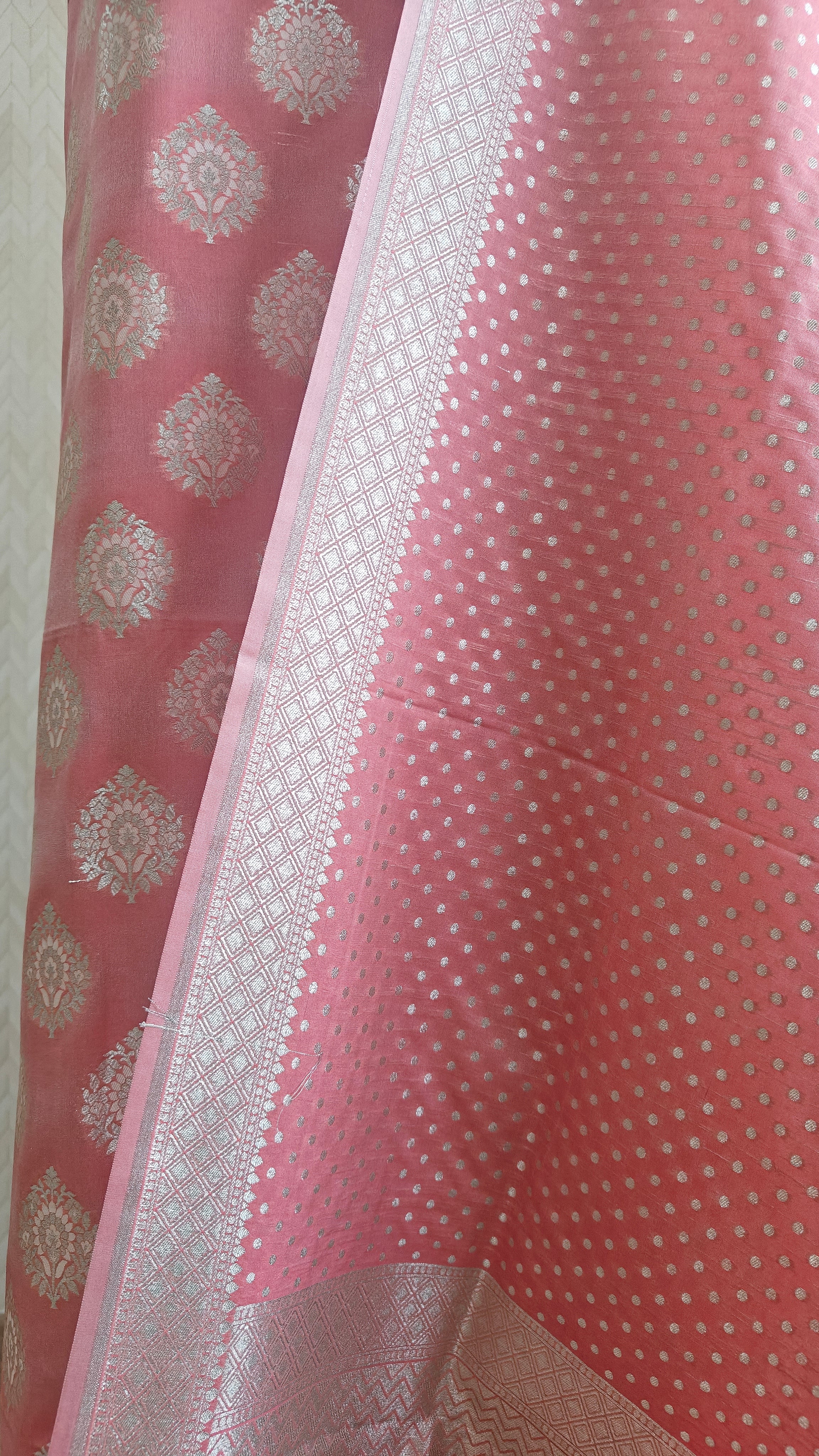 Pink Color Premium Silk 3-Piece Suit with Silver Zari & Heavy Dupatta