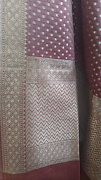Wine Color Premium Silk 3-Piece Suit with Silver Zari & Heavy Dupatta