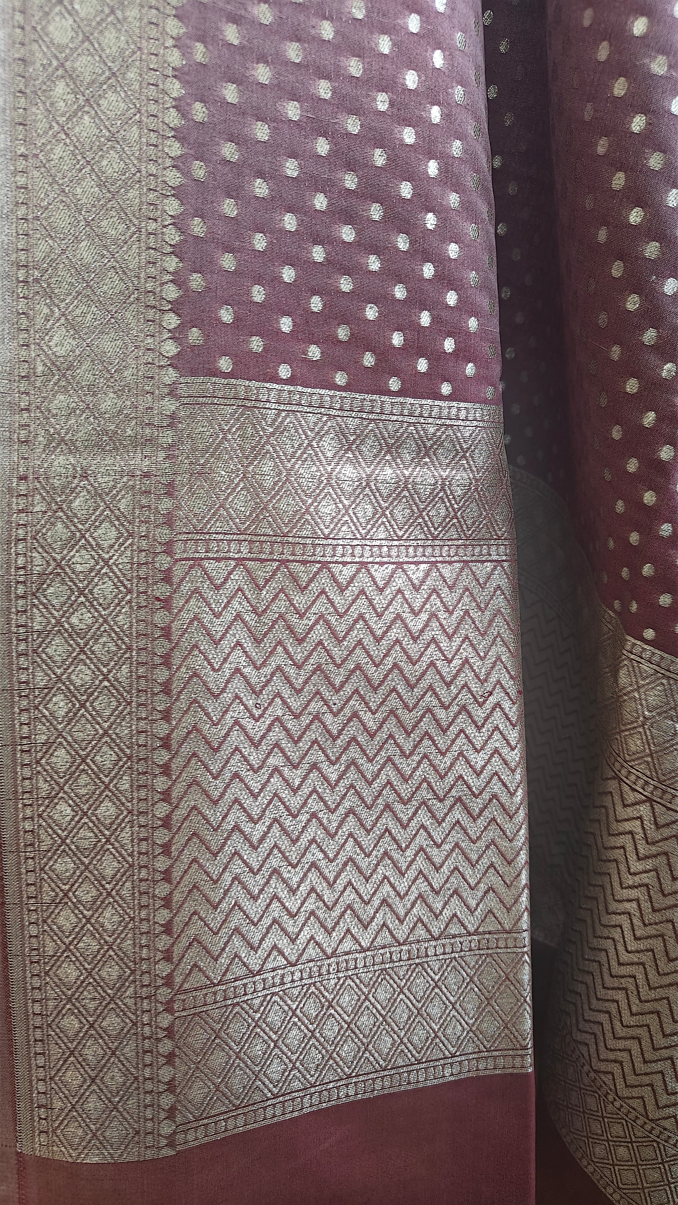 Wine Color Premium Silk 3-Piece Suit with Silver Zari & Heavy Dupatta