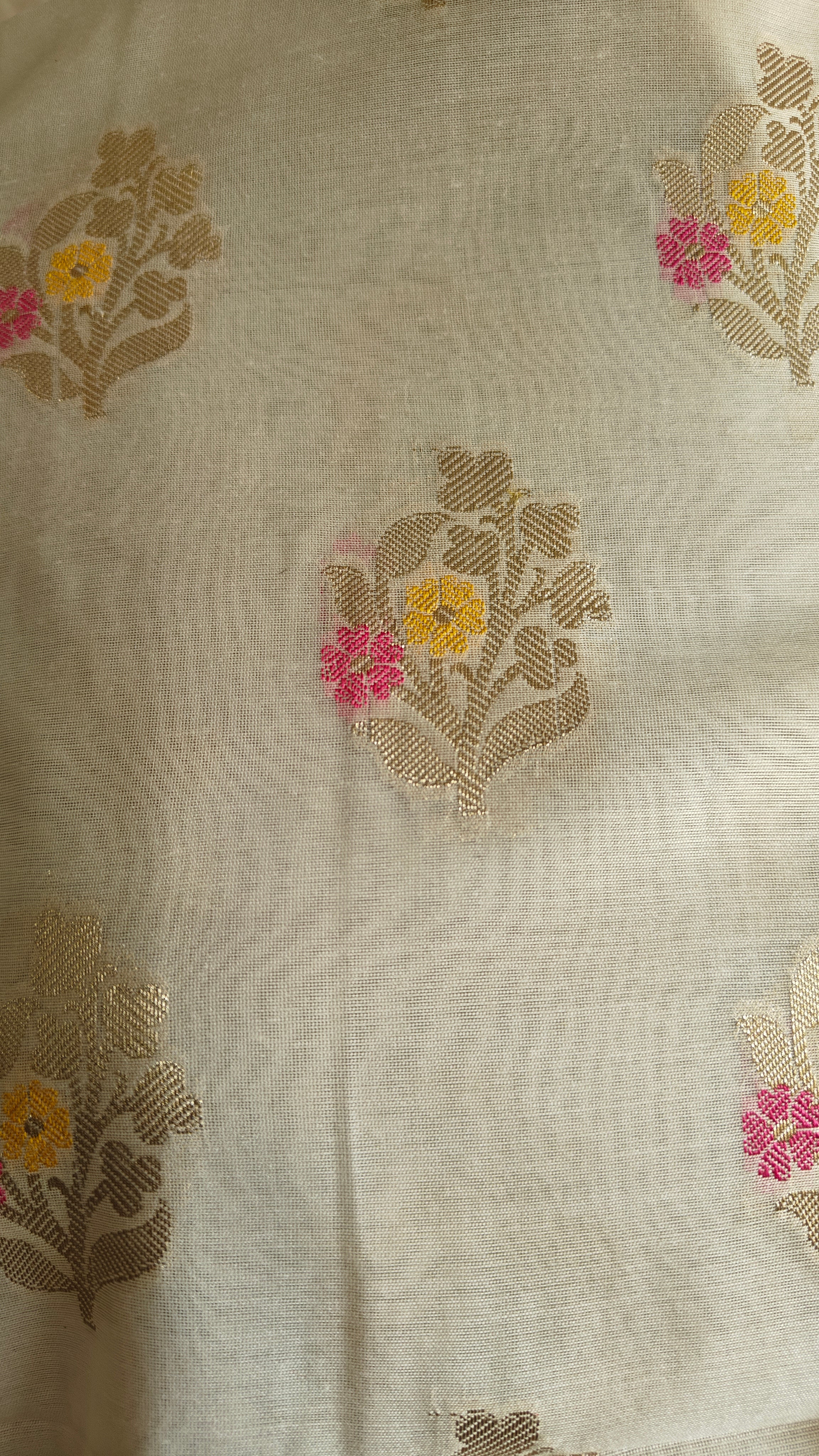 Pink Banarasi Suit with Ivory Contrast & Meenakari Jal Work Dupatta