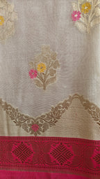 Pink Banarasi Suit with Ivory Contrast & Meenakari Jal Work Dupatta