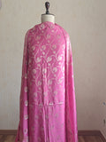 Soft Pink Mulmul Jaal overall Cotton 3-Piece Suit Set