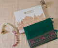 Bottle Green Banarasi Silk Saree with Pashmina Work Border & Elegant Pallu