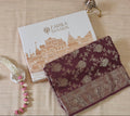 Wine Georgette Saree with Banarasi floral Design Weave
