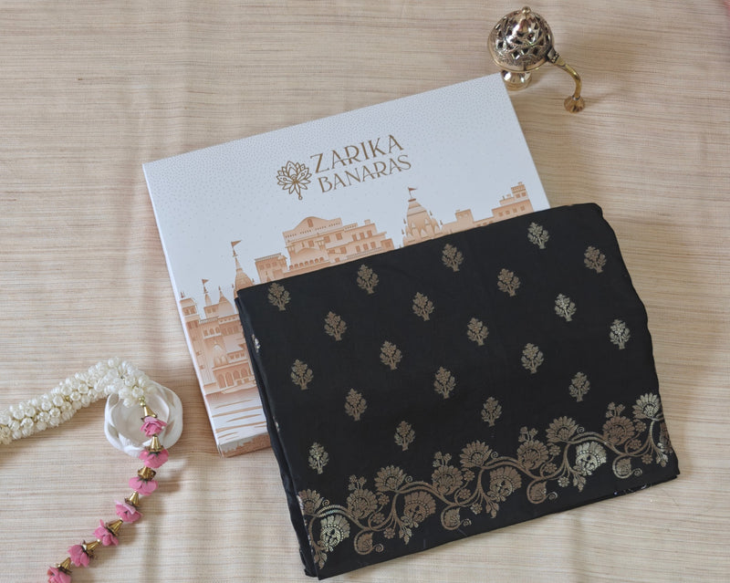 Charcoal Booti Banarasi Silk Saree
