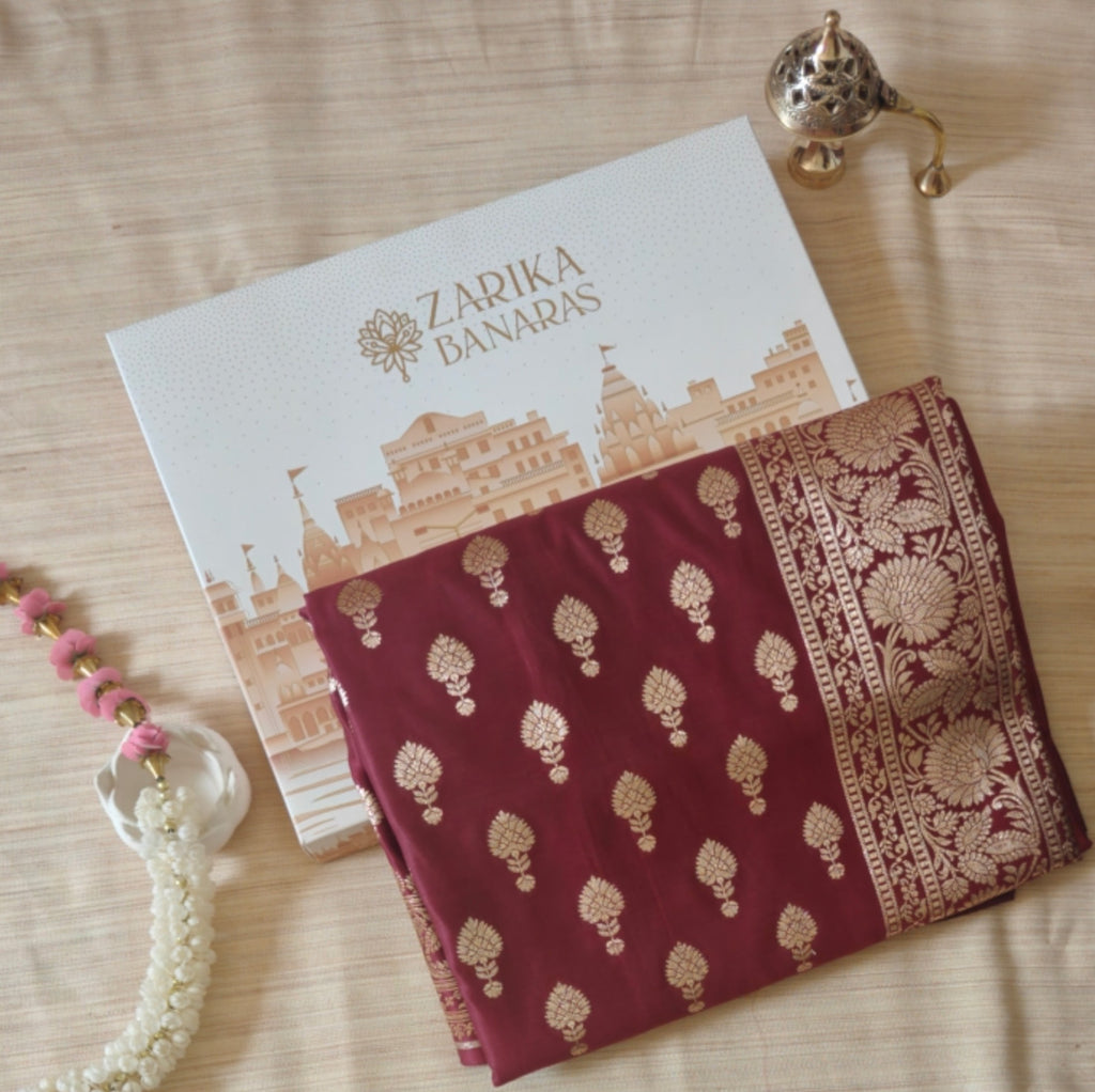 Wine Silk Saree with Booti