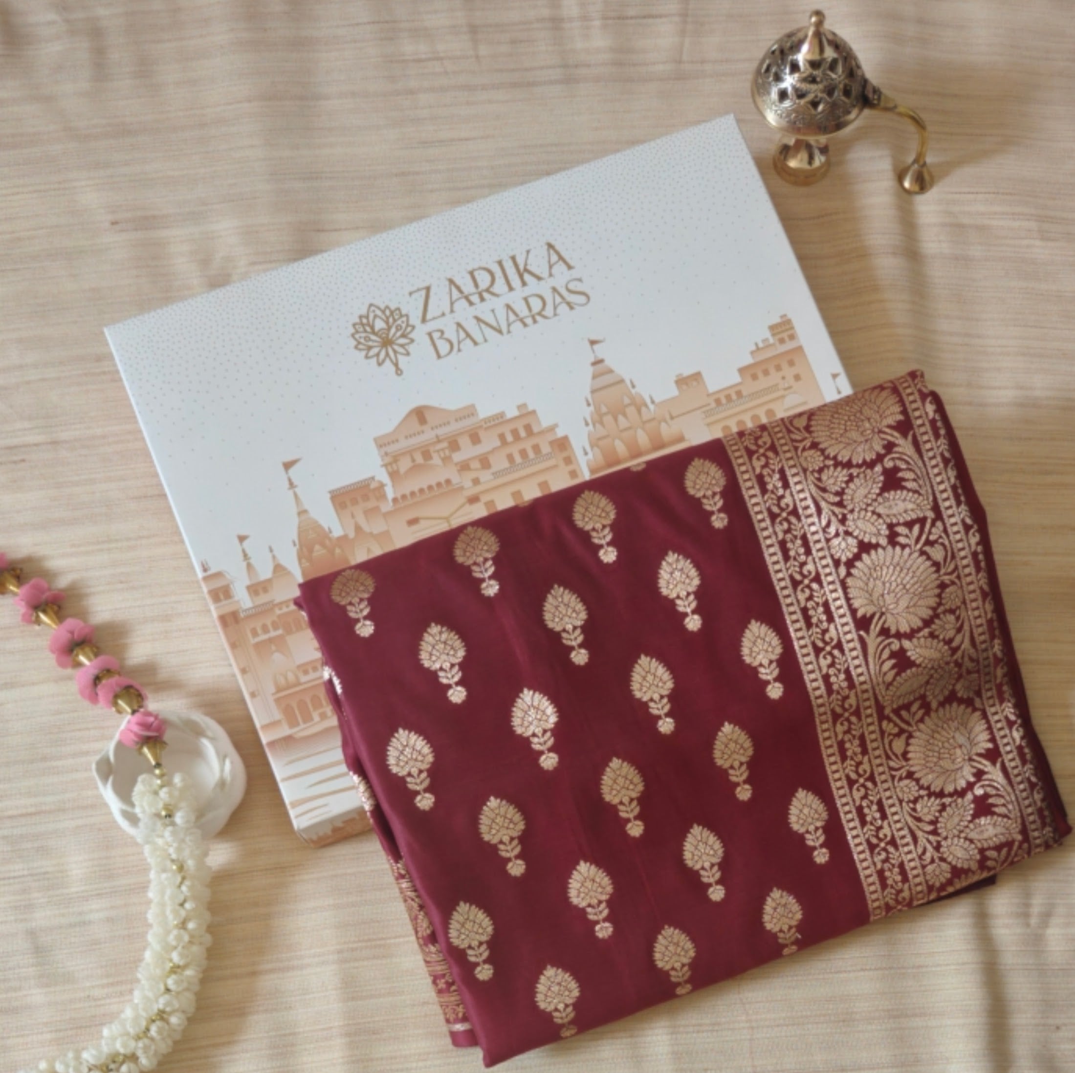 Wine color Silk Saree with Booti pattern