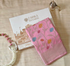 Pastel Pink Cotton Saree with Lotus Meenakari