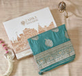Elegant sea green Butter Crepe Saree with All-Over Handwork Detailing