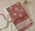 Elegant Rust Butter Crepe Saree with All-Over Handwork Detailing