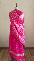 Premium Dark Pink Katan Silk Suit with Booti Work