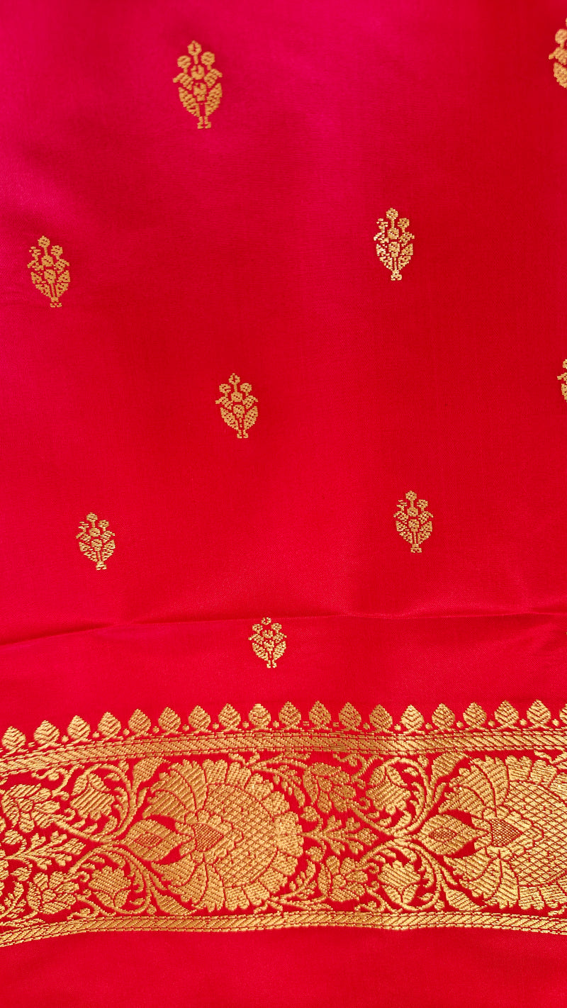 Premium Dark Pink Katan Silk Suit with Booti Work