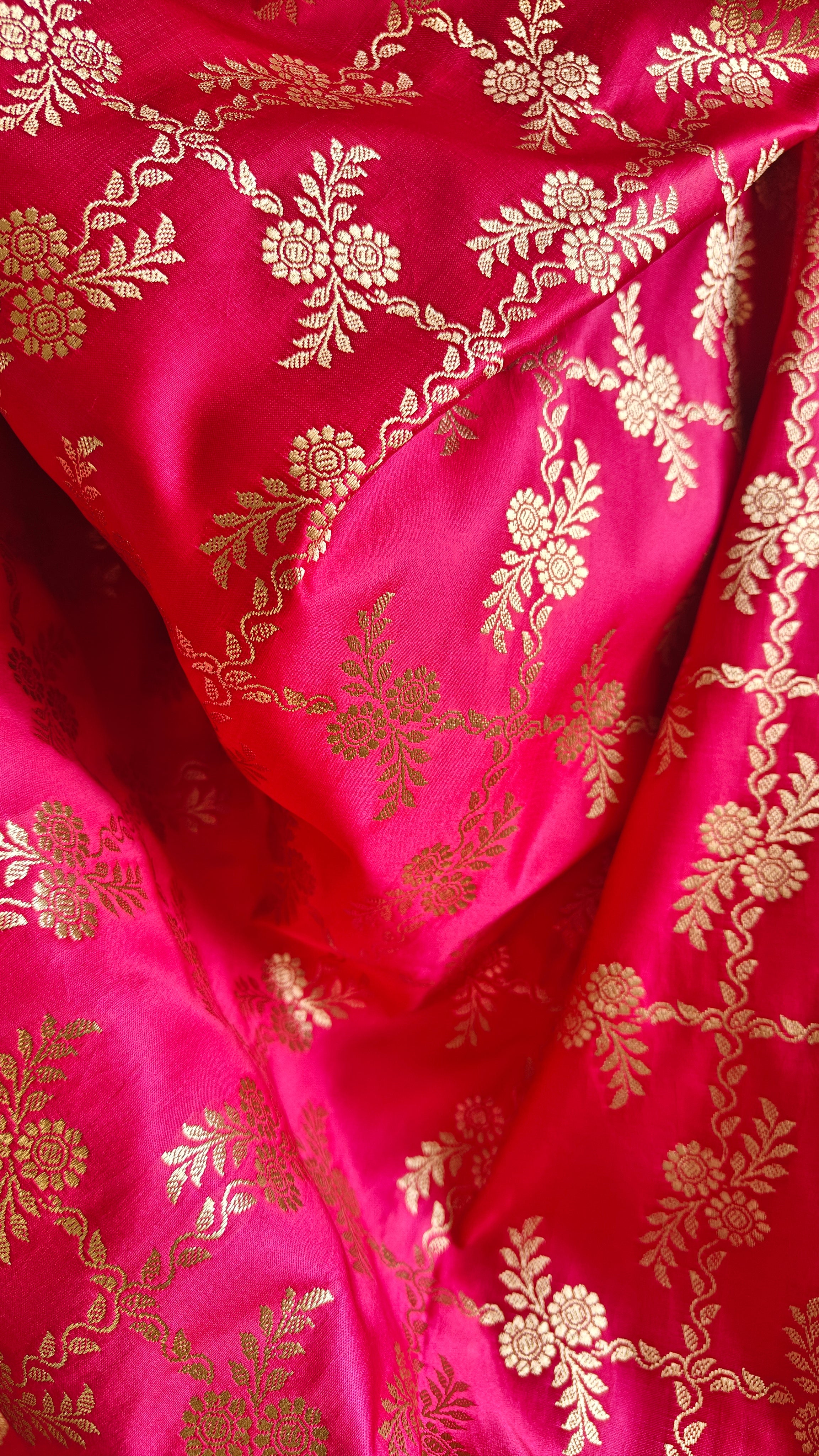Premium Dark Pink Katan Silk Suit with Booti Work