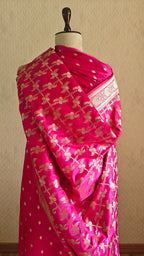 Premium Dark Pink Katan Silk Suit with Booti Work