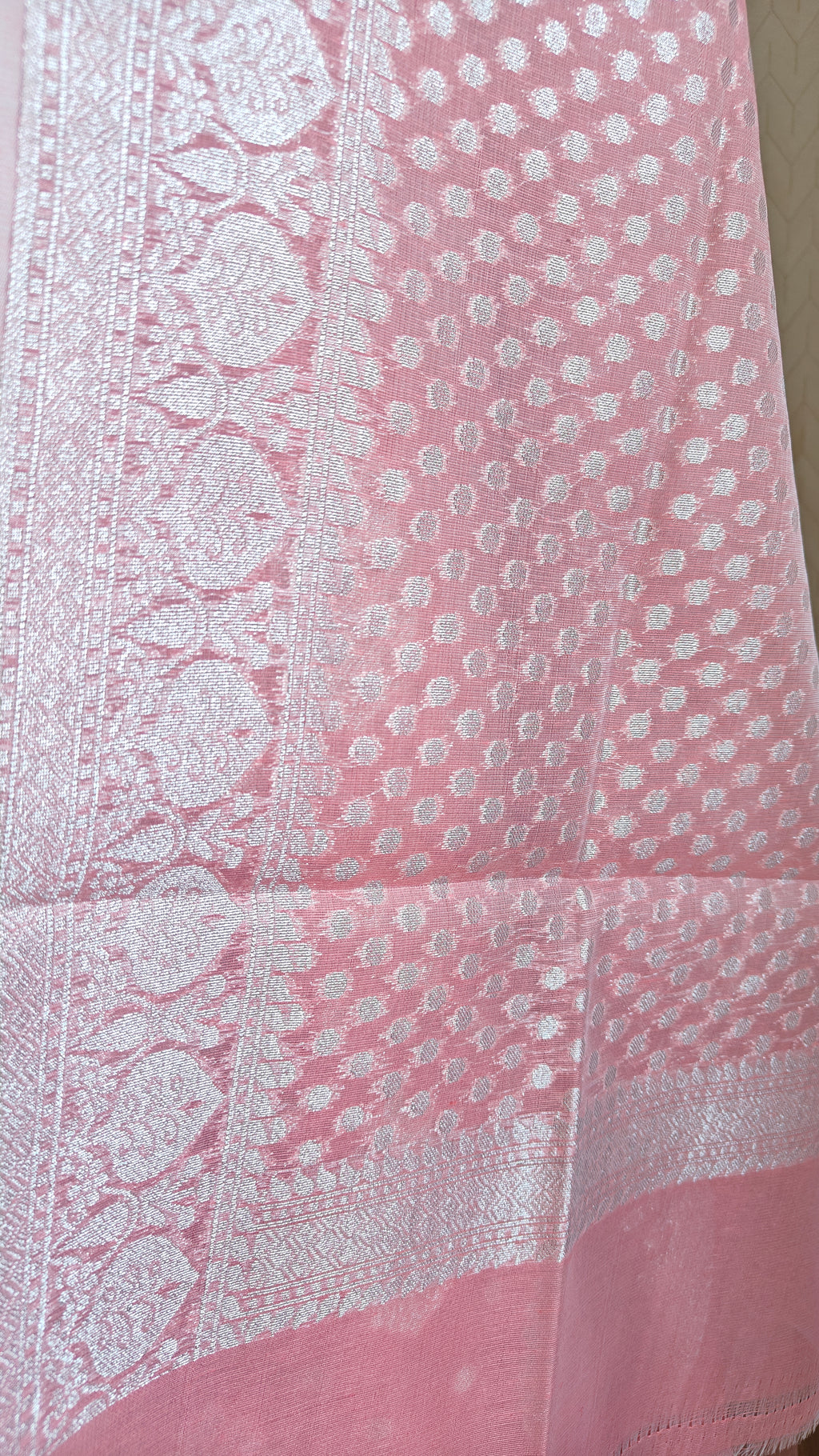Coral Pink Banarasi Linen Suit