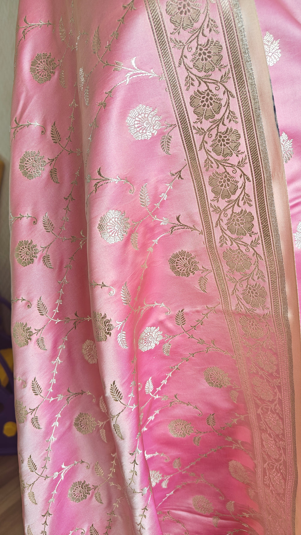Premium Pastel Pink Katan Silk Suit with Booti Work